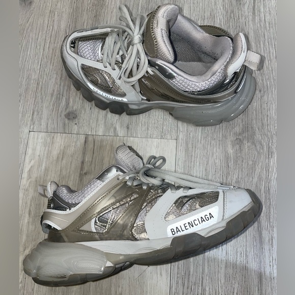 Balenciaga Shoes - Balenciaga Women's Silver and Gray Sneakers